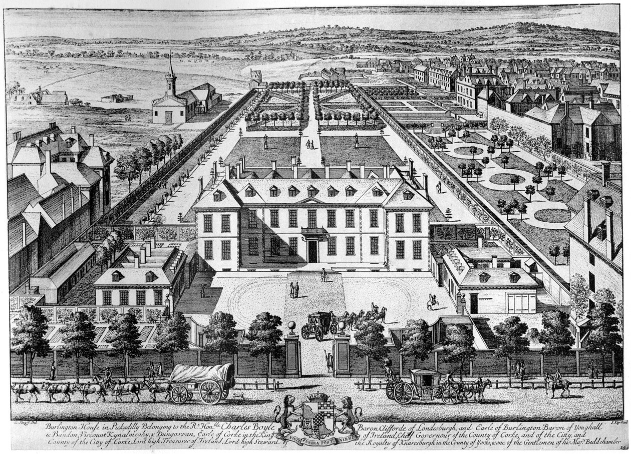 Burlington House, Piccadilly, 1700-luvun alku, 1908. tekijältä Johannes Kip