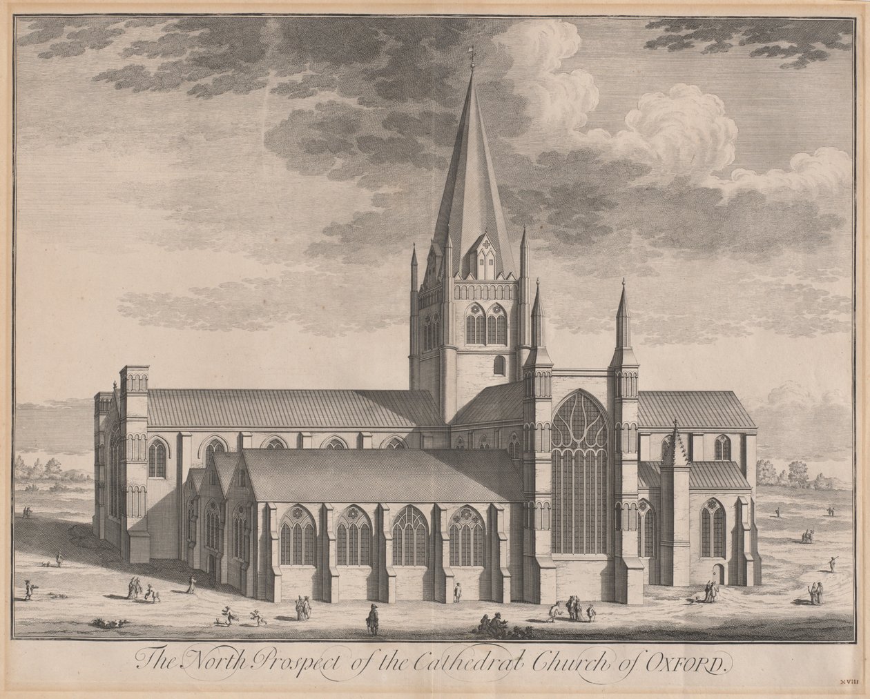 Oxfordin katedraalikirkon North Prospect tekijältä Johannes Kip, after Leendert Knijff