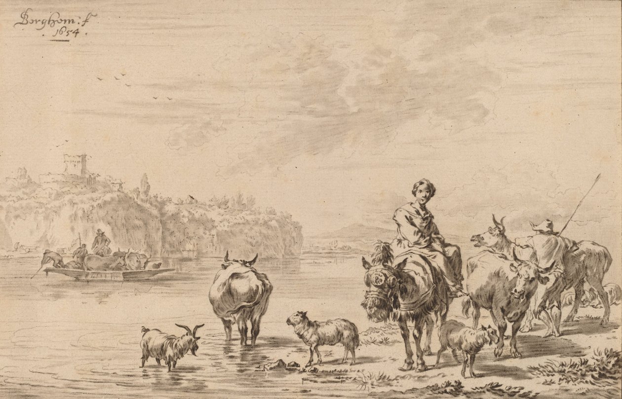 Nainen muulin selässä, 1769. tekijältä Johannes Kornlein