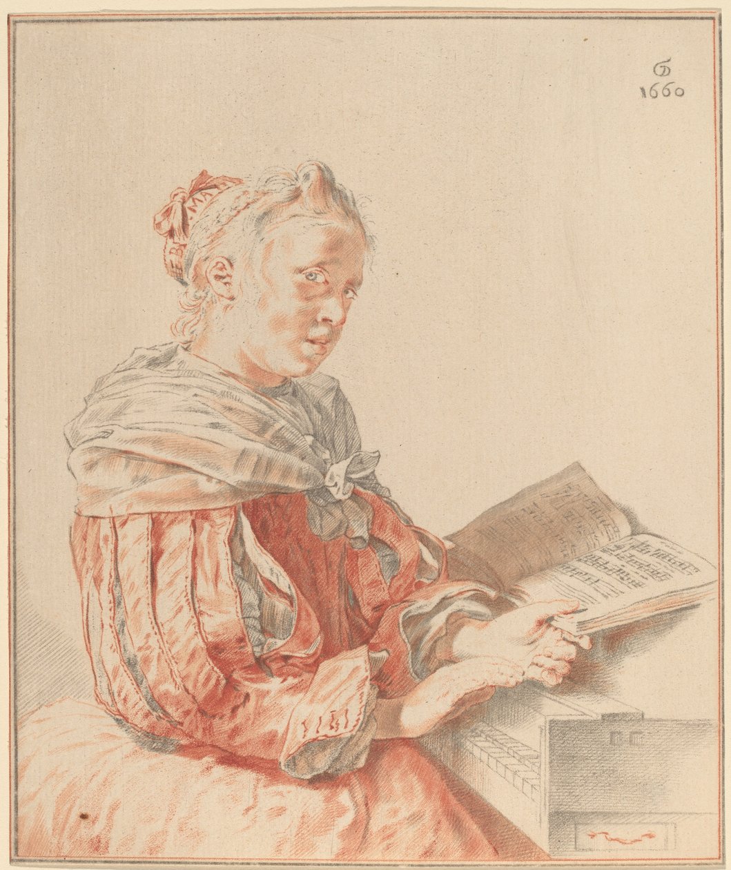 Nuori tyttö näppäimistöllä, 1767. tekijältä Johannes Kornlein