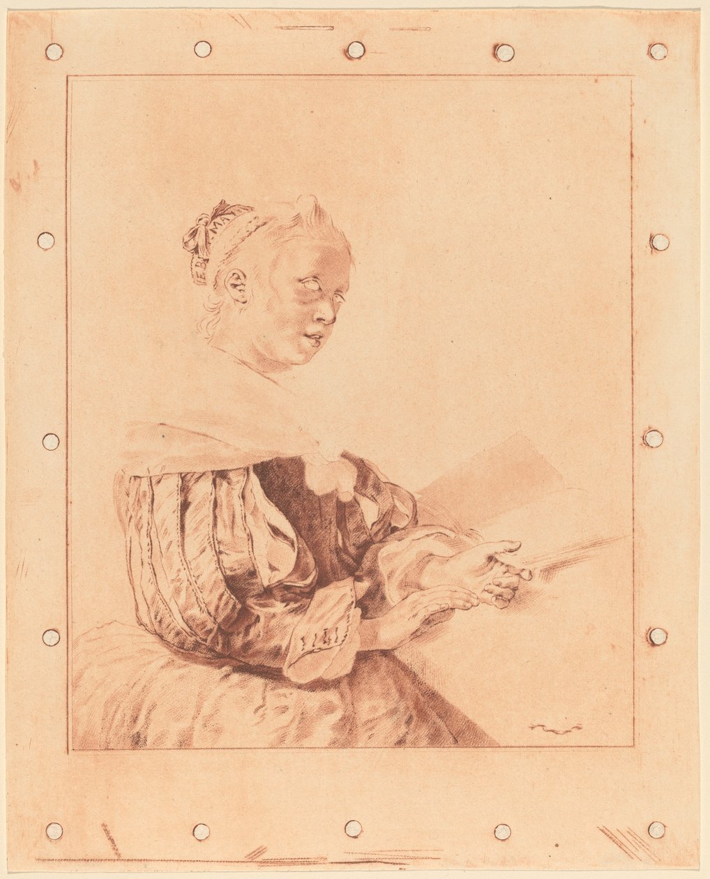 Nuori tyttö näppäimistöllä, 1767. tekijältä Johannes Kornlein
