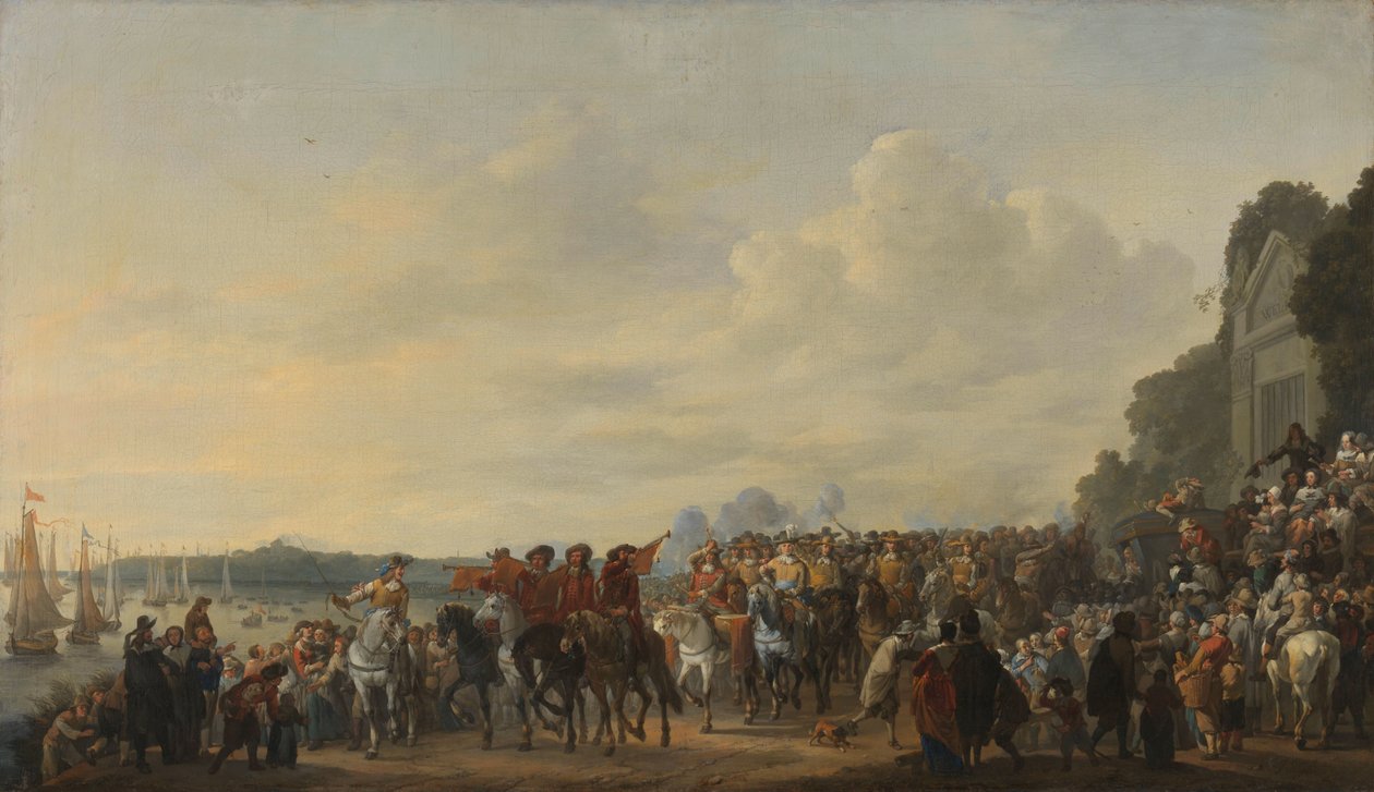 Prinssi William II:n saapuminen Welnan kartanolle Amstelissa Amsterdamin hyökkäyksen aikana 31. heinäkuuta 1650 tekijältä Johannes Lingelbach
