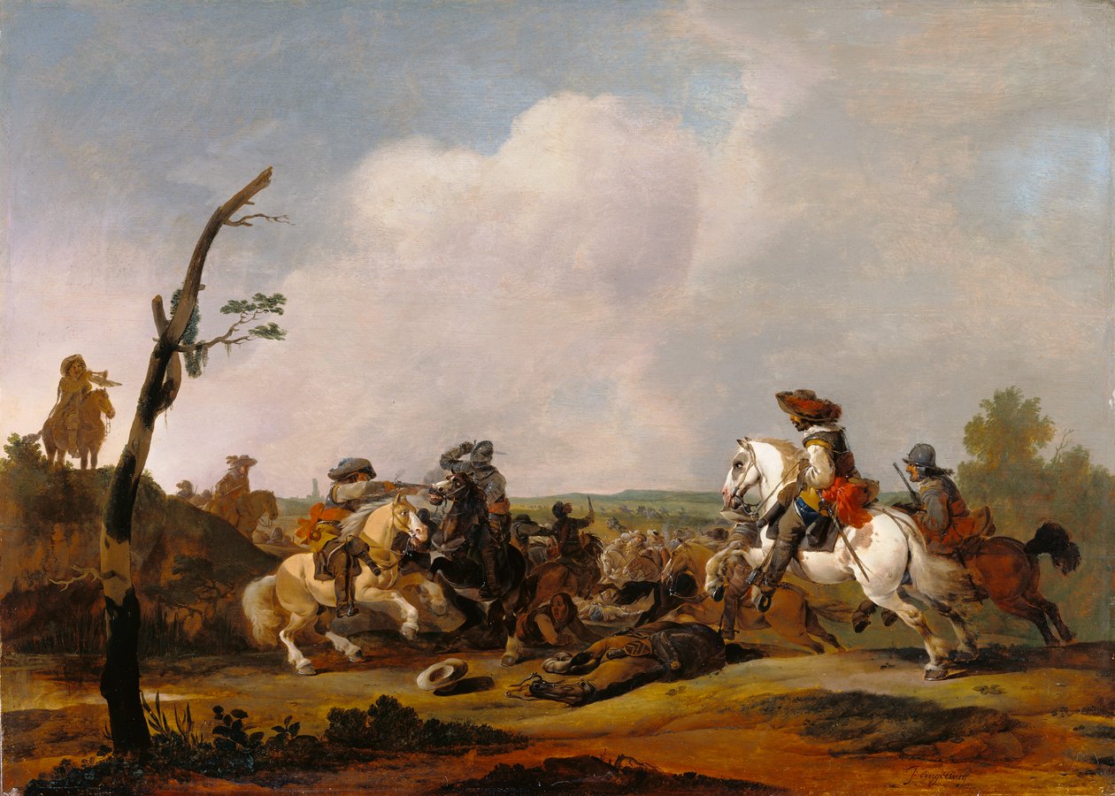 Taistelukohtaus, n. 1651-52 tekijältä Johannes Lingelbach
