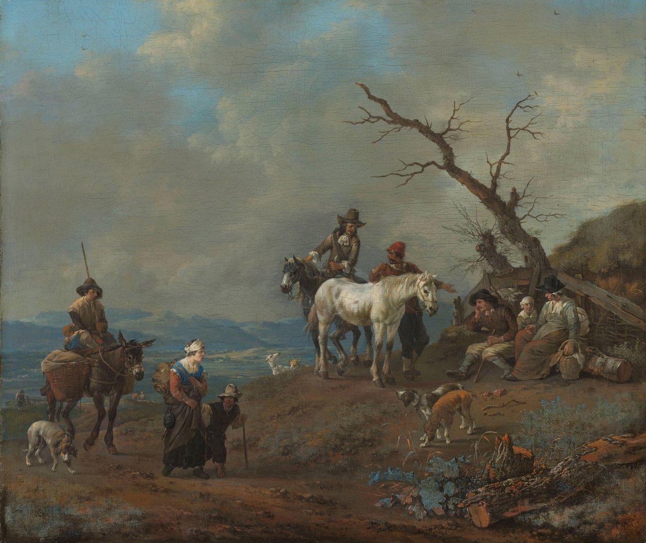 Maatie metsästäjän ja talonpoikien kanssa tekijältä Johannes Lingelbach