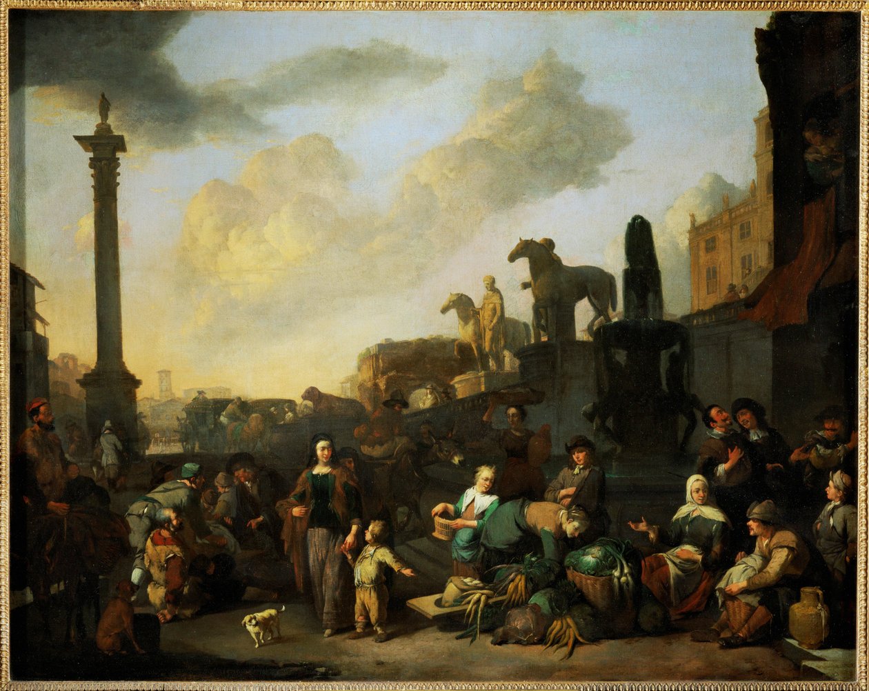 Le marche aux herbes a Rome - Yrttimarkkinat Roomassa ... tekijältä Johannes Lingelbach
