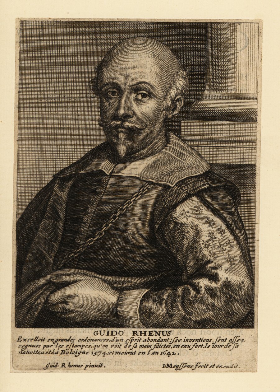 Guido Renin muotokuva, italialainen barokkiajan Bolognese-koulun taidemaalari tekijältä Johannes Meyssens