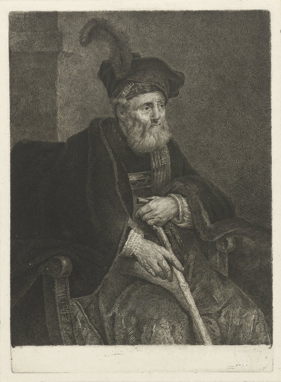 Muotokuva tuntemattomasta vanhasta miehestä tuolissa tekijältä Johannes Pieter de Frey
