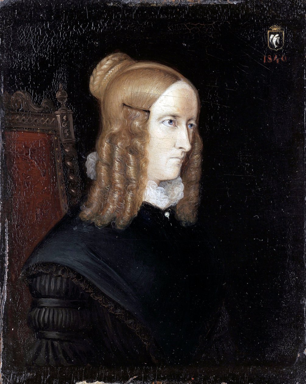 Annette von Droste-Huelshoffin (1797-1848) muotokuva - Johann Joseph Sprickin (1808-1842) maalaus tekijältä Johannes Sprick