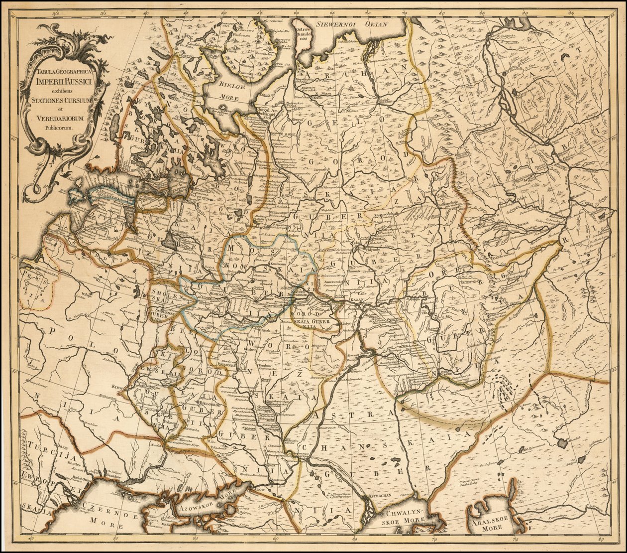 Johannes Treskotin laatima Venäjän kartta vuodelta 1760. tekijältä Johannes Treskot