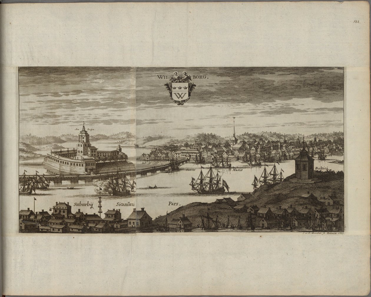Vue de Viipuri (Venäjä) - Näkymä Viipurista, kirjoittanut Aveelen, Johannes van den (1655-1727). Kuparikaiverrus, Vuosina 1667-1700. Tukholman kansallismuseo tekijältä Johannes Van den Aveele