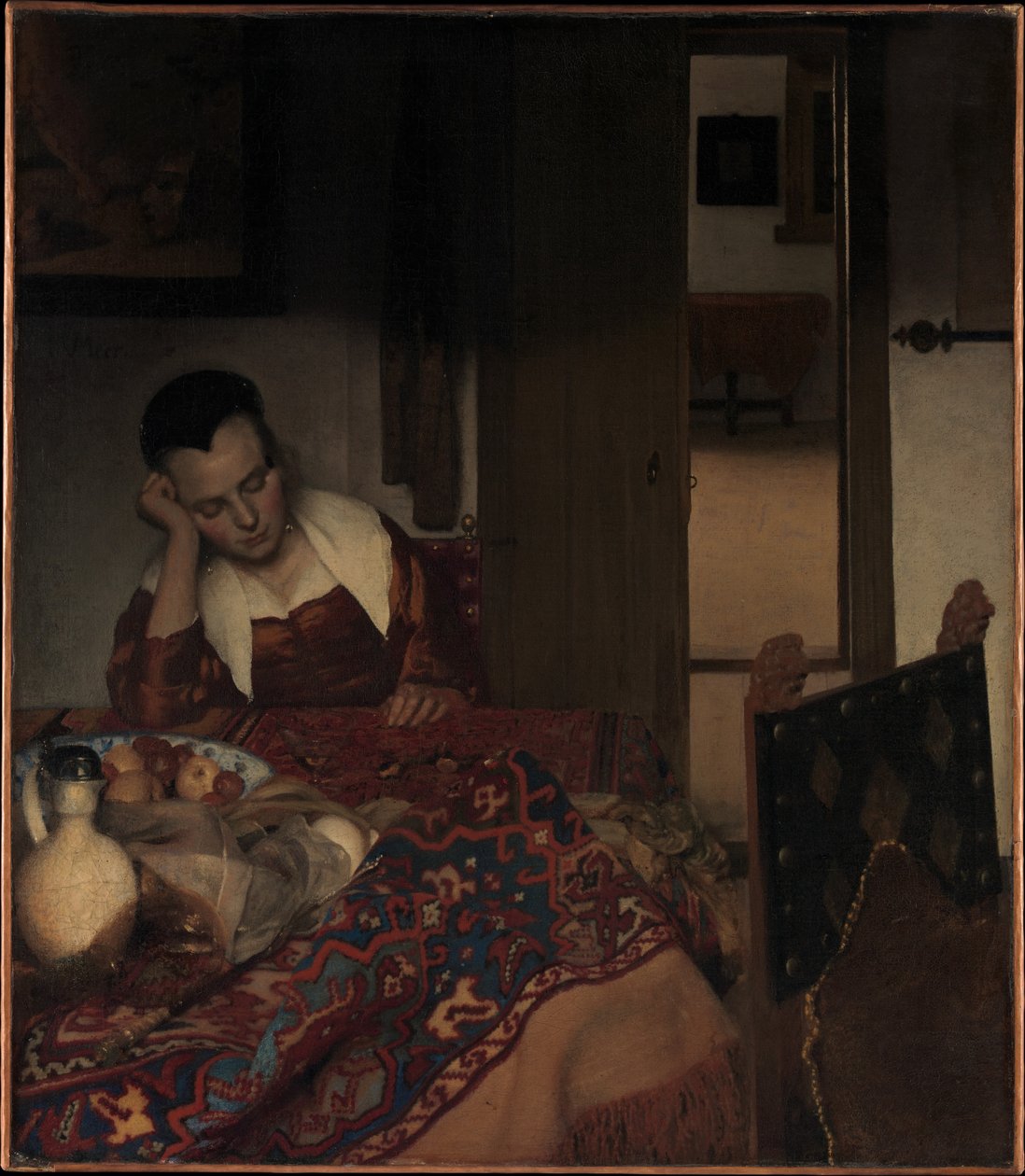 Ein schlafendes Mädchen tekijältä Johannes Vermeer