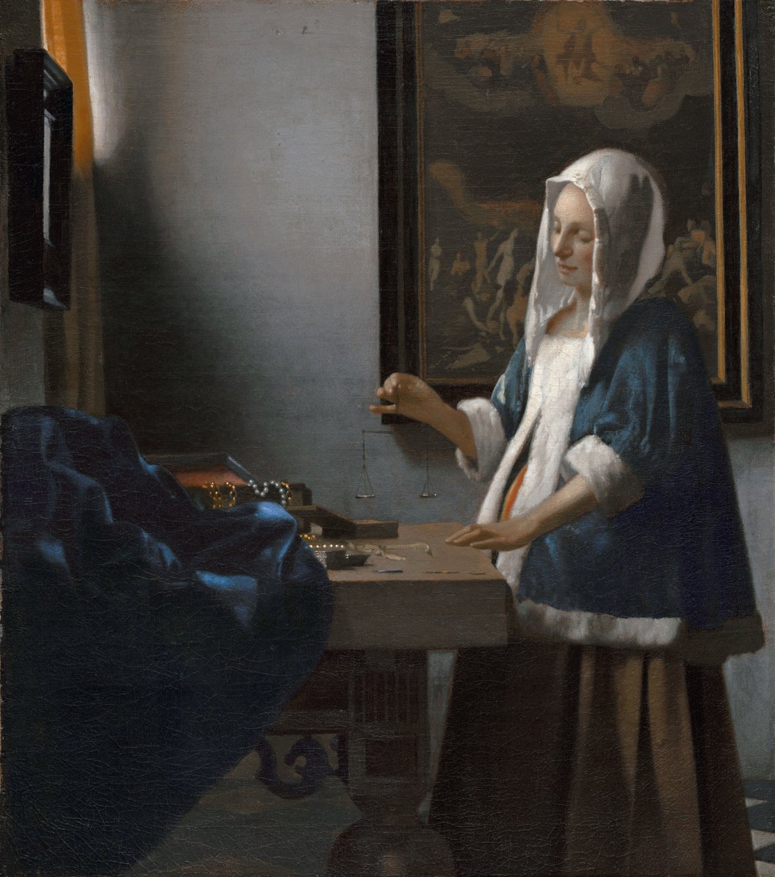 Nainen, joka pitää tasapainoa tekijältä Johannes Vermeer