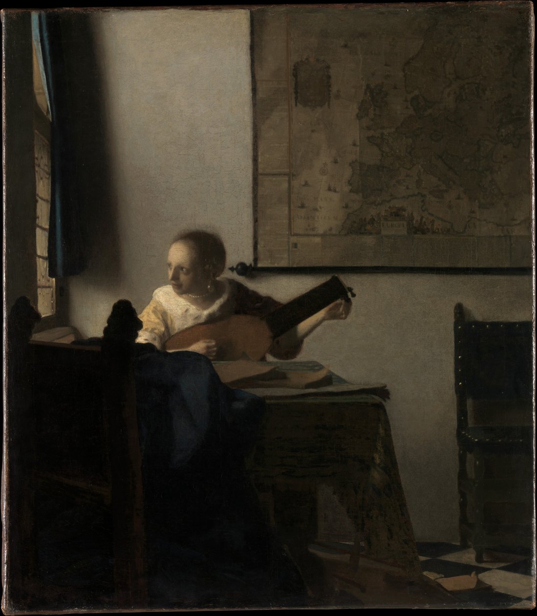 Junge Frau mit Laute tekijältä Johannes Vermeer