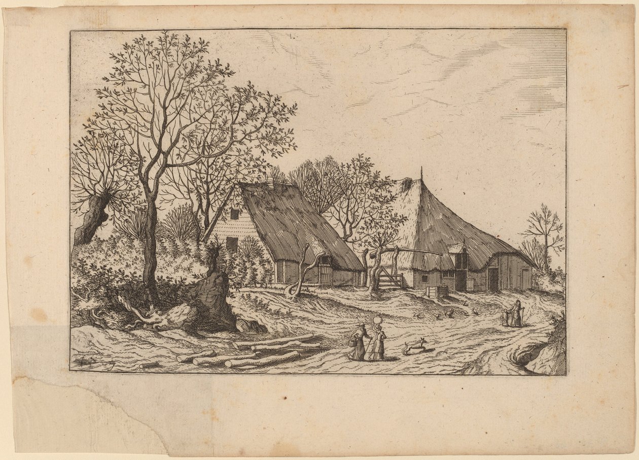 Farm with Shed and Draw Well tekijältä Johannes and Lucas van Doetechum after Master of the Small Landscapes