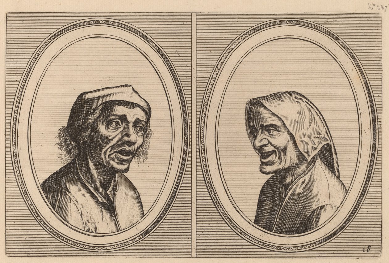"Goe Geurtjen" ja "Kribbighe Babbe" tekijältä Johannes and Lucas van Doetechum after Pieter Bruegel the Elder
