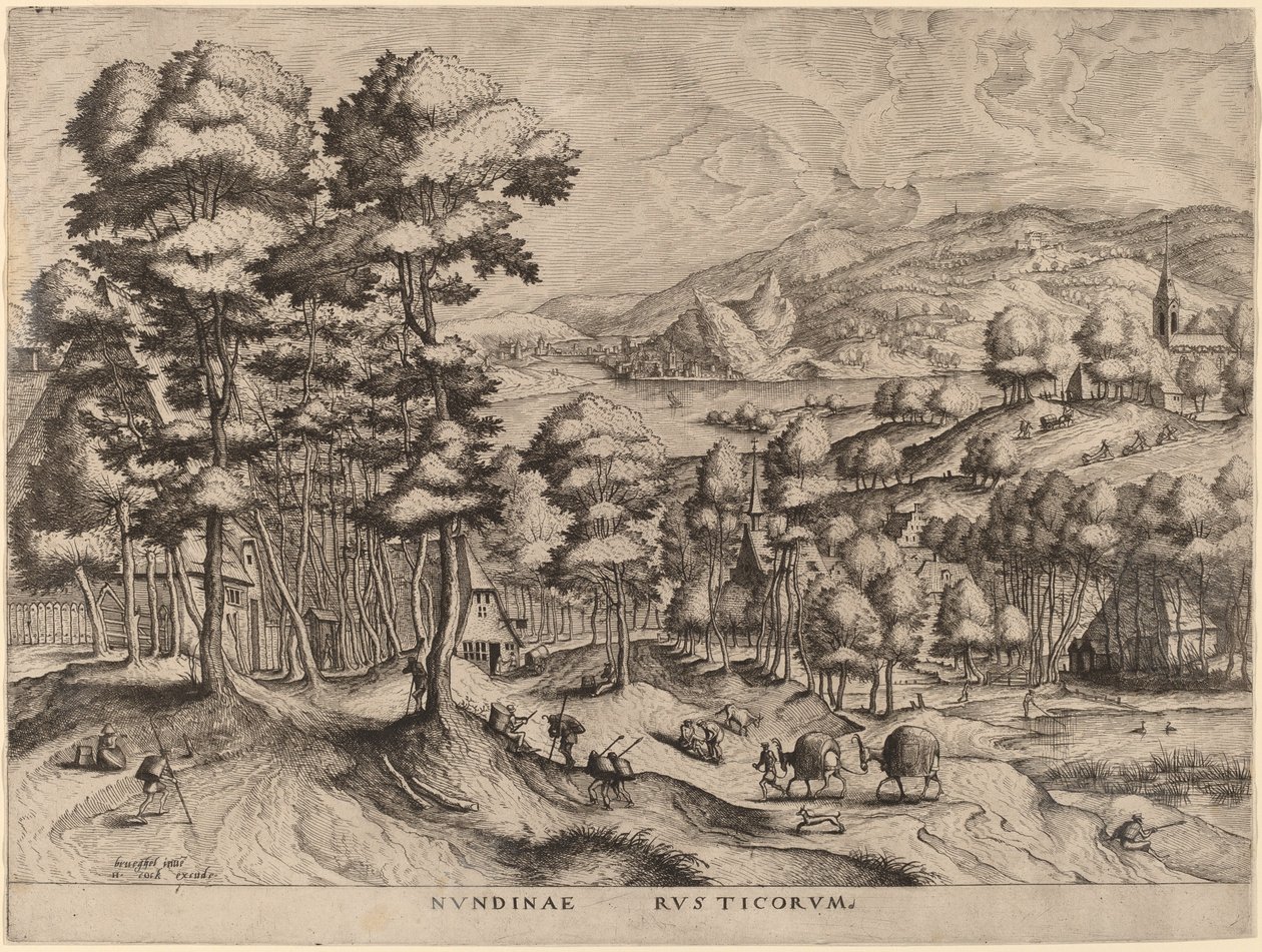 Maalaismainen markkinat tekijältä Johannes and Lucas van Doetechum after Pieter Bruegel the Elder