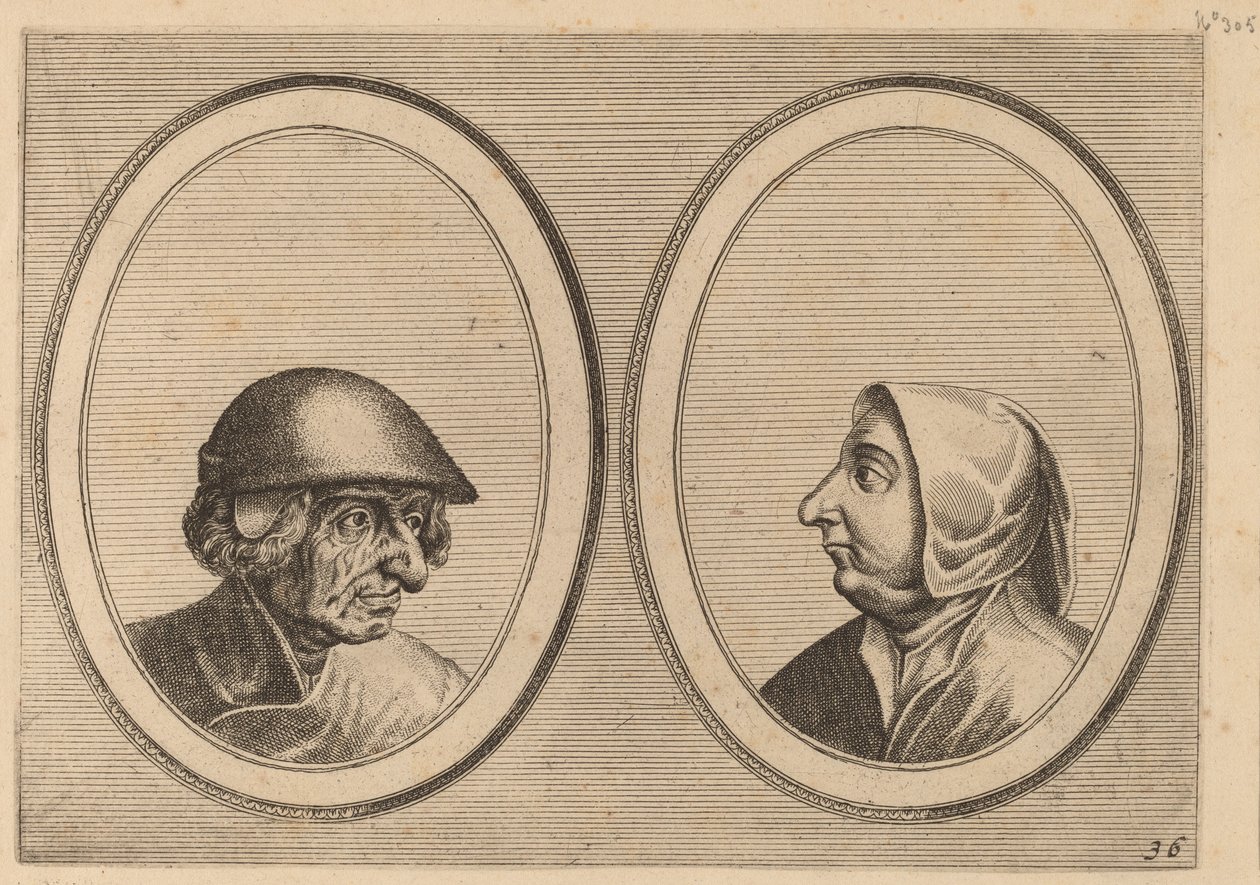 "Schonckje Wel-drocht" ja "Pronckje Heel-volmaeckt" tekijältä Johannes and Lucas van Doetechum after Pieter Bruegel the Elder