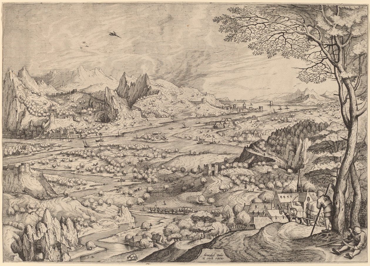 Maalaismaisia ​​huolenaiheita tekijältä Johannes and Lucas van Doetechum after Pieter Bruegel the Elder