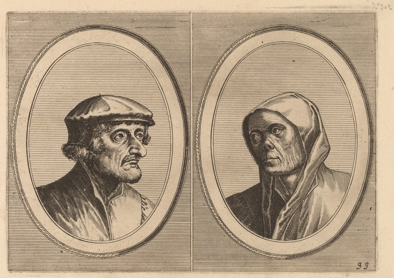 "Voorsichtighe Krijn" ja "Broentje Spaer-pots" tekijältä Johannes and Lucas van Doetechum after Pieter Bruegel the Elder
