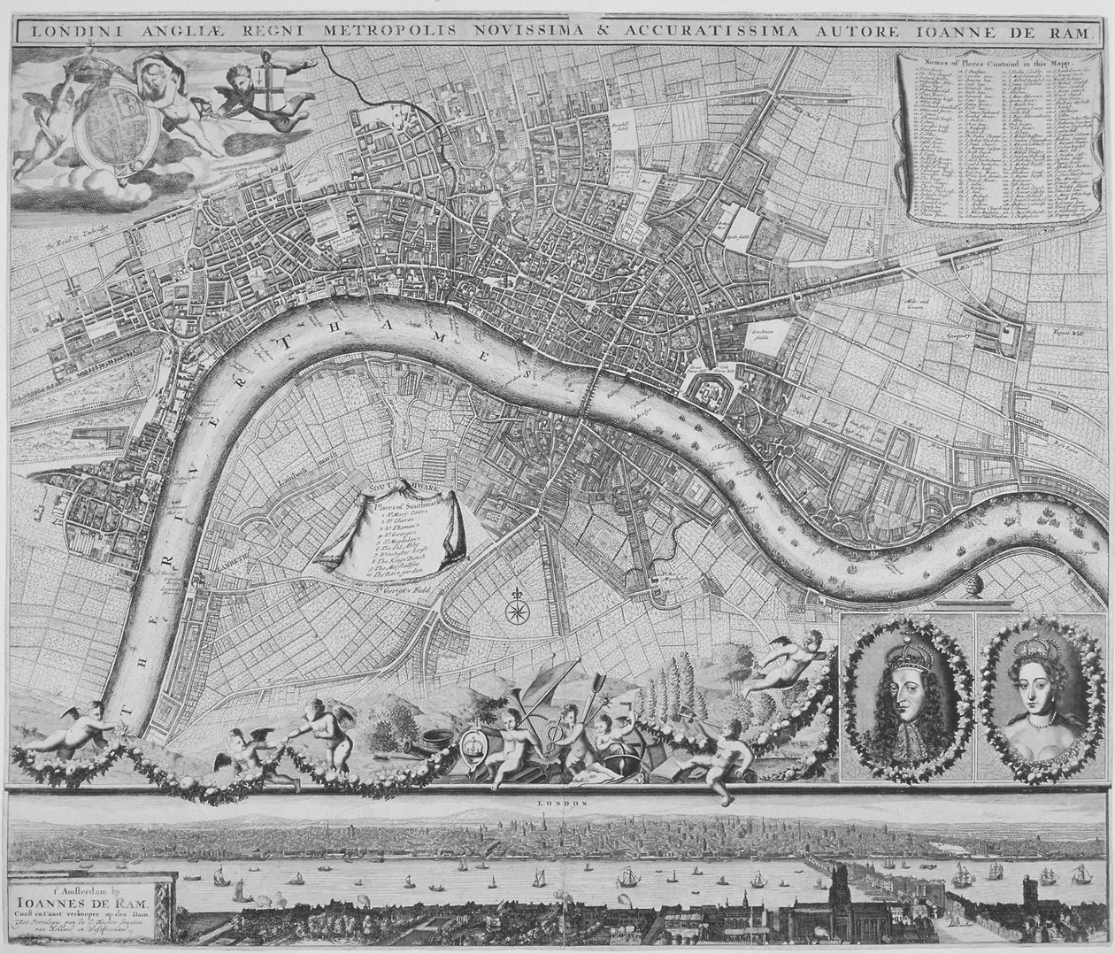 Lontoon kartta, 1690 tekijältä Johannes de Ram