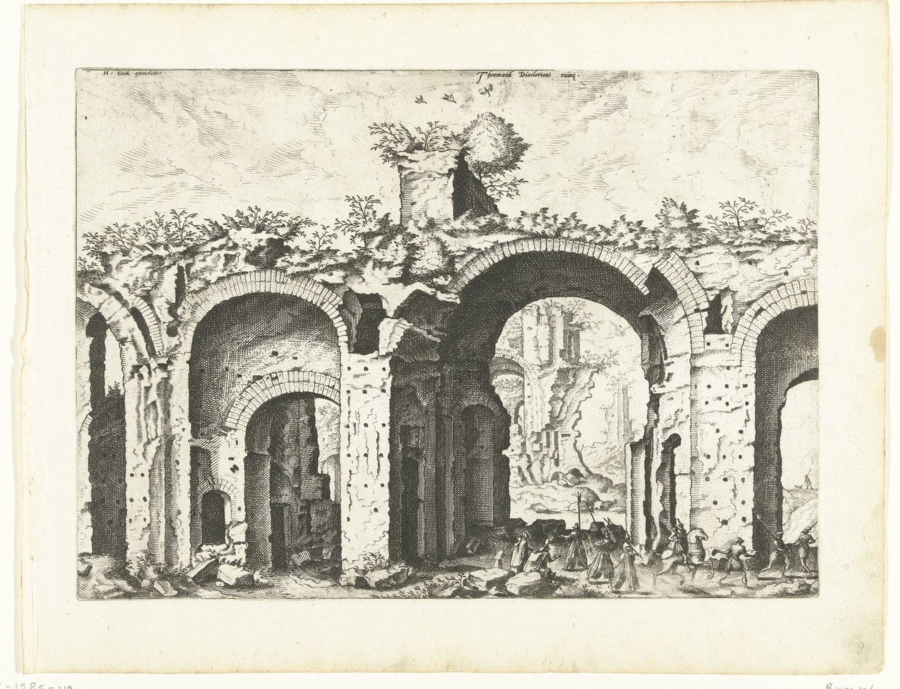 Toinen näkymä Diocletianuksen kylpylöistä Rooman rauniot, 1561 (sarjan nimi) tekijältä Johannes of Lucas van Doetechum (attributed to)