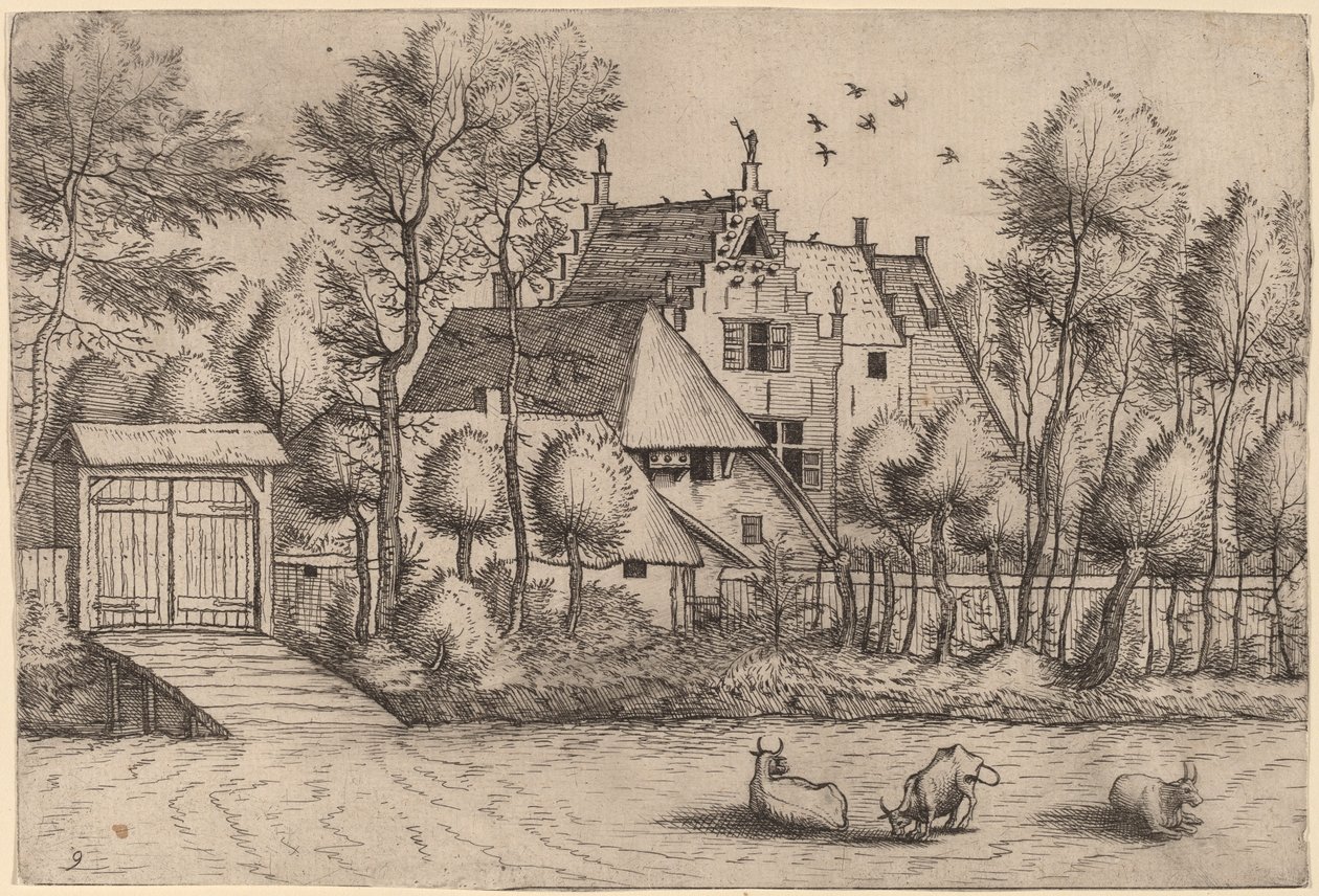 Maalaistalo ojalla tekijältä Johannes van Doetechum, the Elder and Lucas