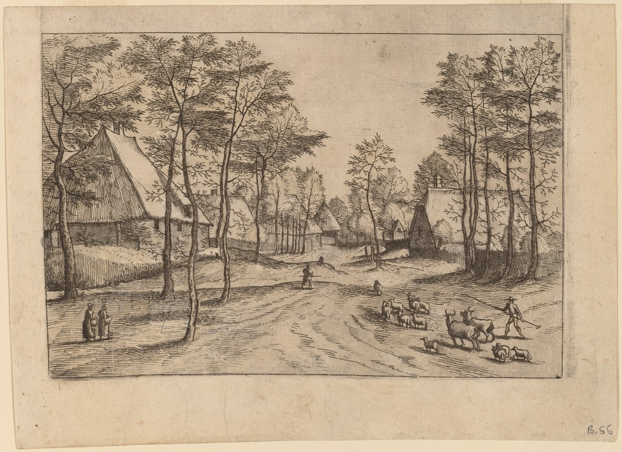 Kyläkatu tekijältä Johannes van Doetechum, the Elder and Lucas
