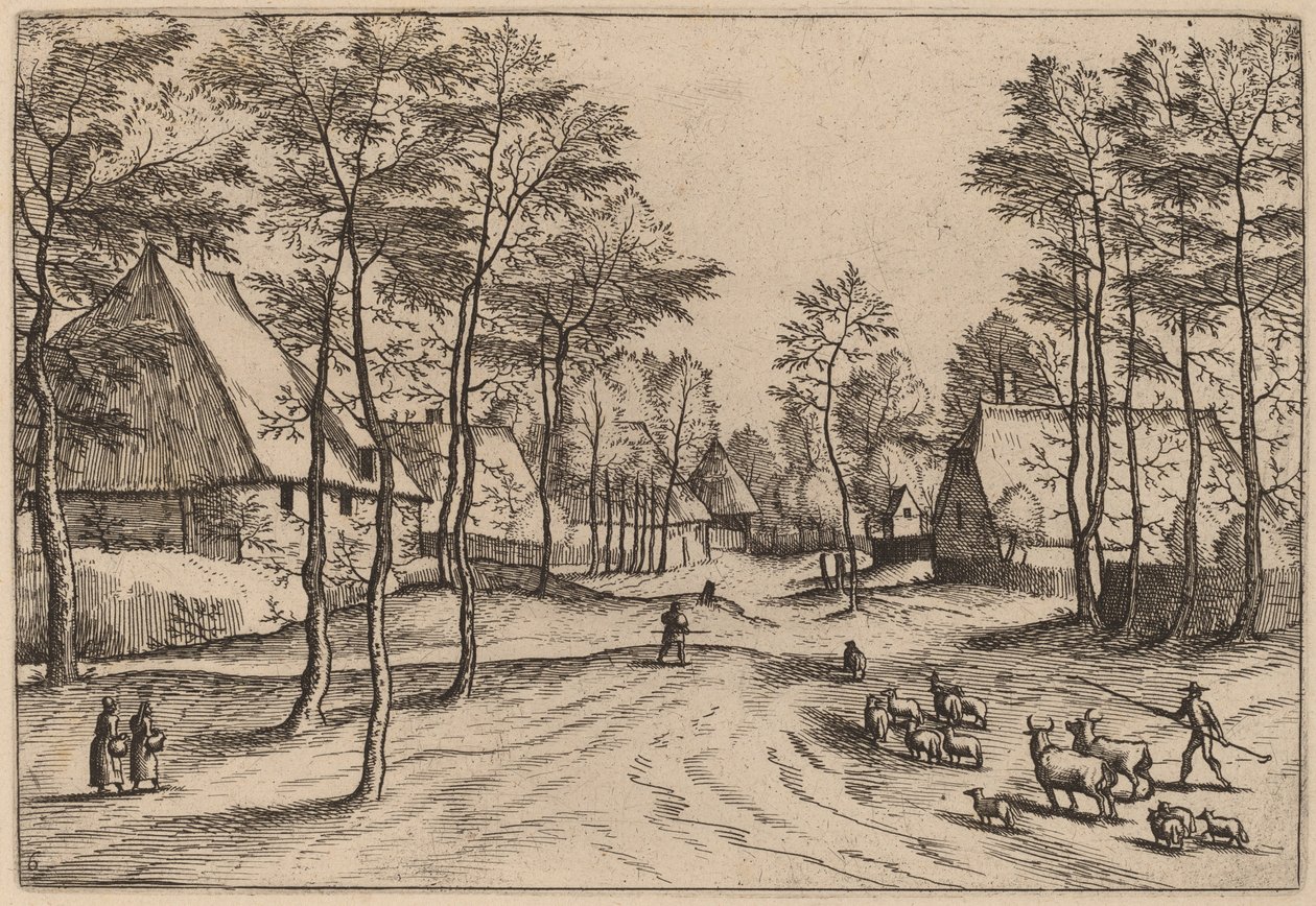 Kyläkatu tekijältä Johannes van Doetechum, the Elder and Lucas