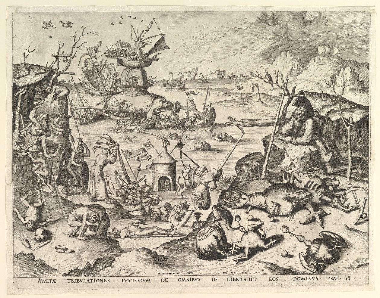 Pyhän Antoniuksen kiusaus.n.d. Tekijät: Johannes van Doetecum I, Lucas van Doetecum. tekijältä Johannes and Lucas van Doetecum
