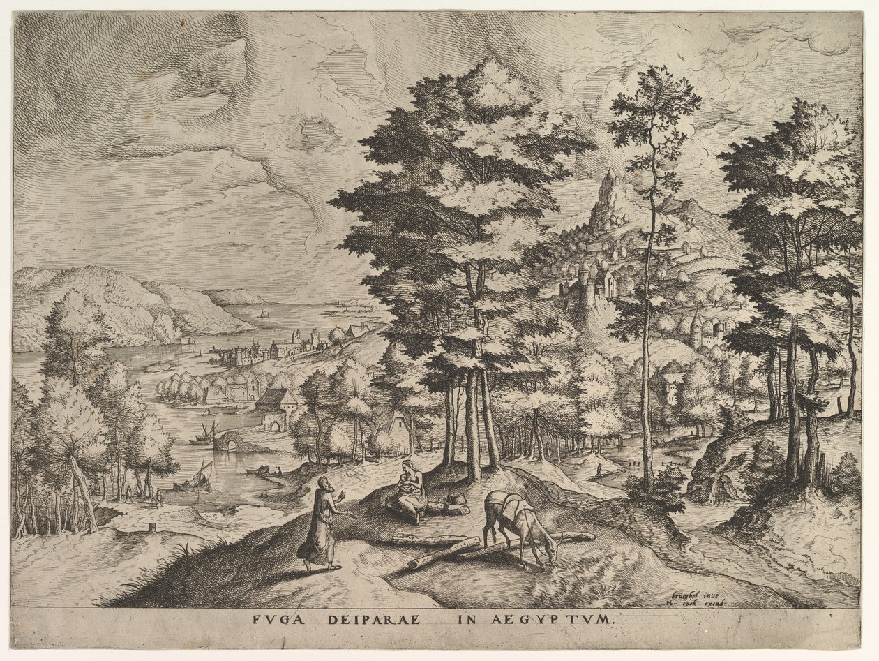 Lento Egyptiin Lento Egyptiin The Large Landscapesista, n. 1555-56. tekijältä Johannes van Doetecum I