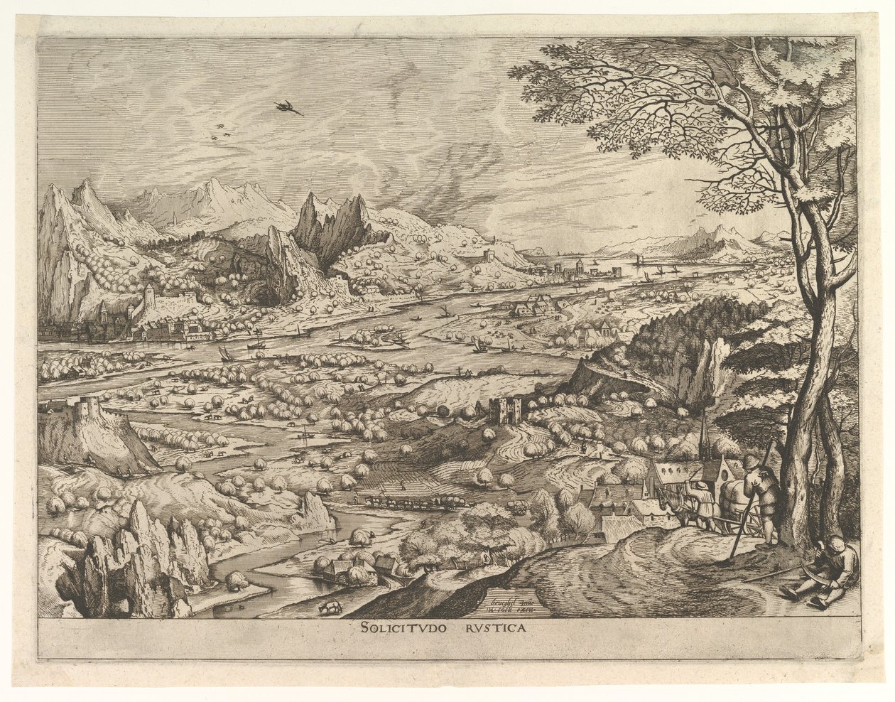 Rustic Solicitude Solicitudo rustica The Large Landscapesista, n. 1555-56. tekijältä Johannes van Doetecum I