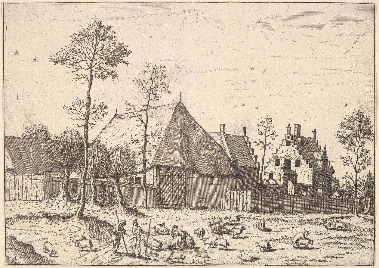 Aitta mökillä, Pienet maisemat, 1559-61. tekijältä Johannes van Doetecum I