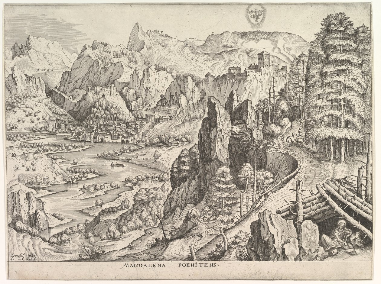 Katuva Magdalena Magdalena Poenitens Suuret maisemat, n. 1555-56. tekijältä Johannes van Doetecum I