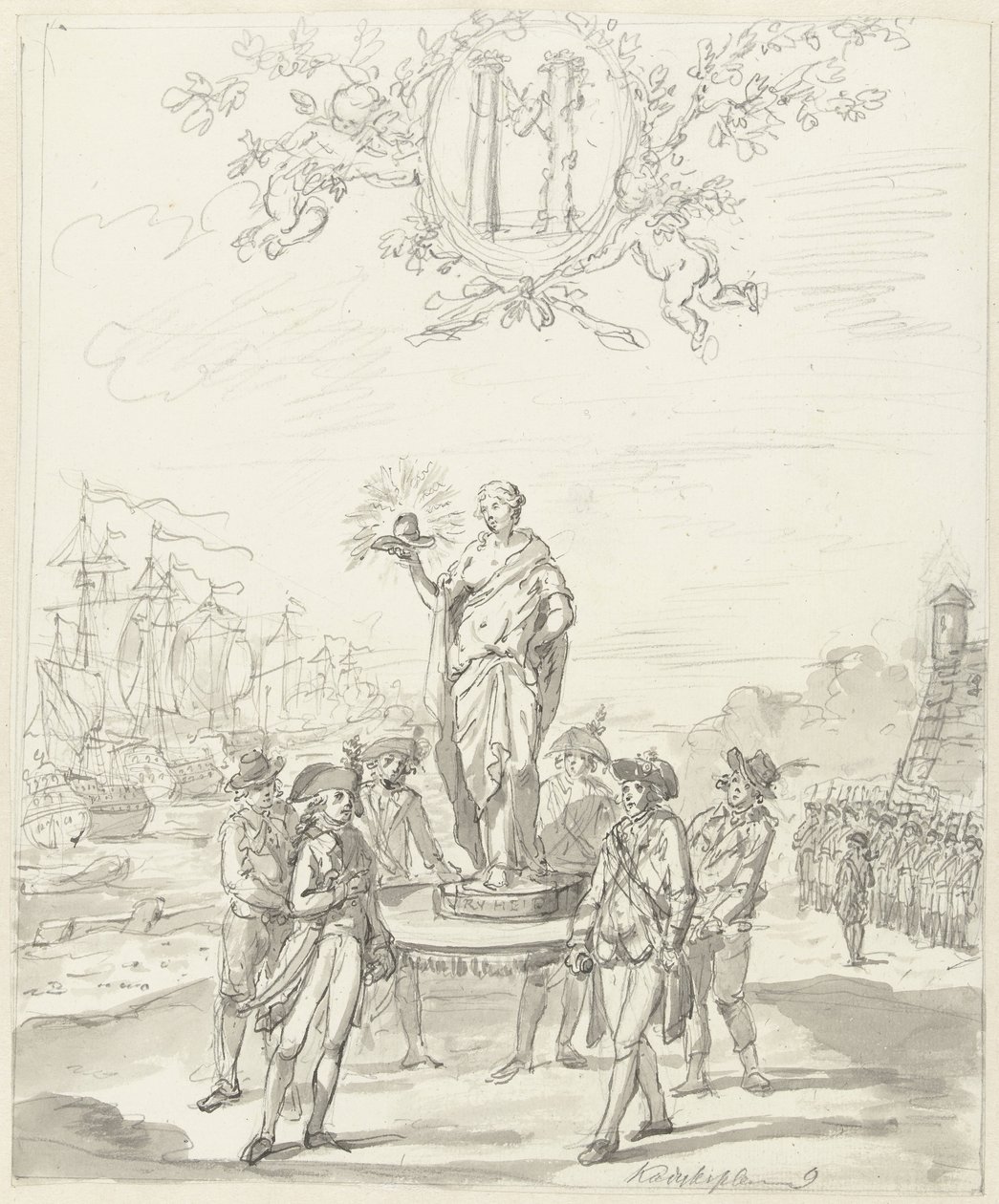General Arms, koristelu Kadijkspleinillä, 1795 tekijältä Johannes van Dregt (rejected attribution)