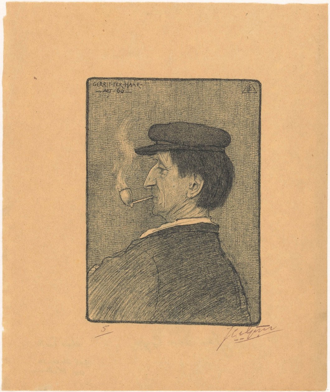 Gerrit ter Haarin muotokuva tekijältä Johannes van Gijn (signed by artist)