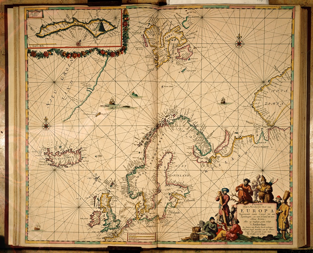 Pohjois-Euroopan kartta (käsin väritetty kaiverrus) tekijältä Johannes van Keulen