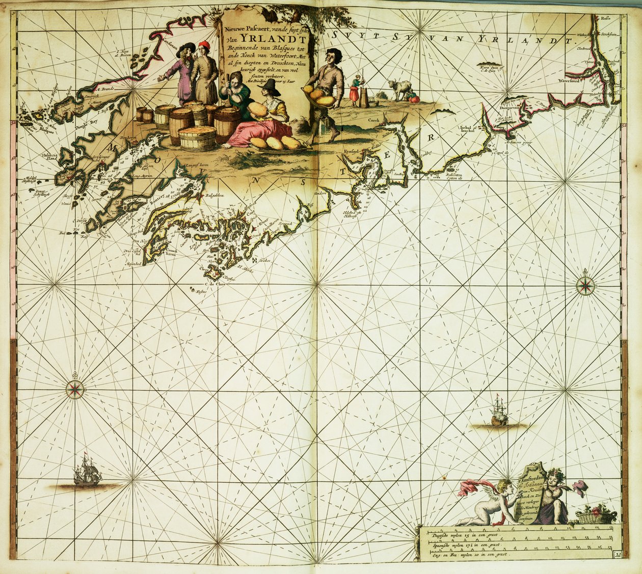 New pascaert, van de suyt syde van Yrlandt beginnende van Blasques tot ande Hoeck van Waterfoort. Kartta, joka on sidottu van Keulenin teokseen "Great and Newly Enlarged Sea Atlas" tai Waterworld. tekijältä Johannes van Keulen
