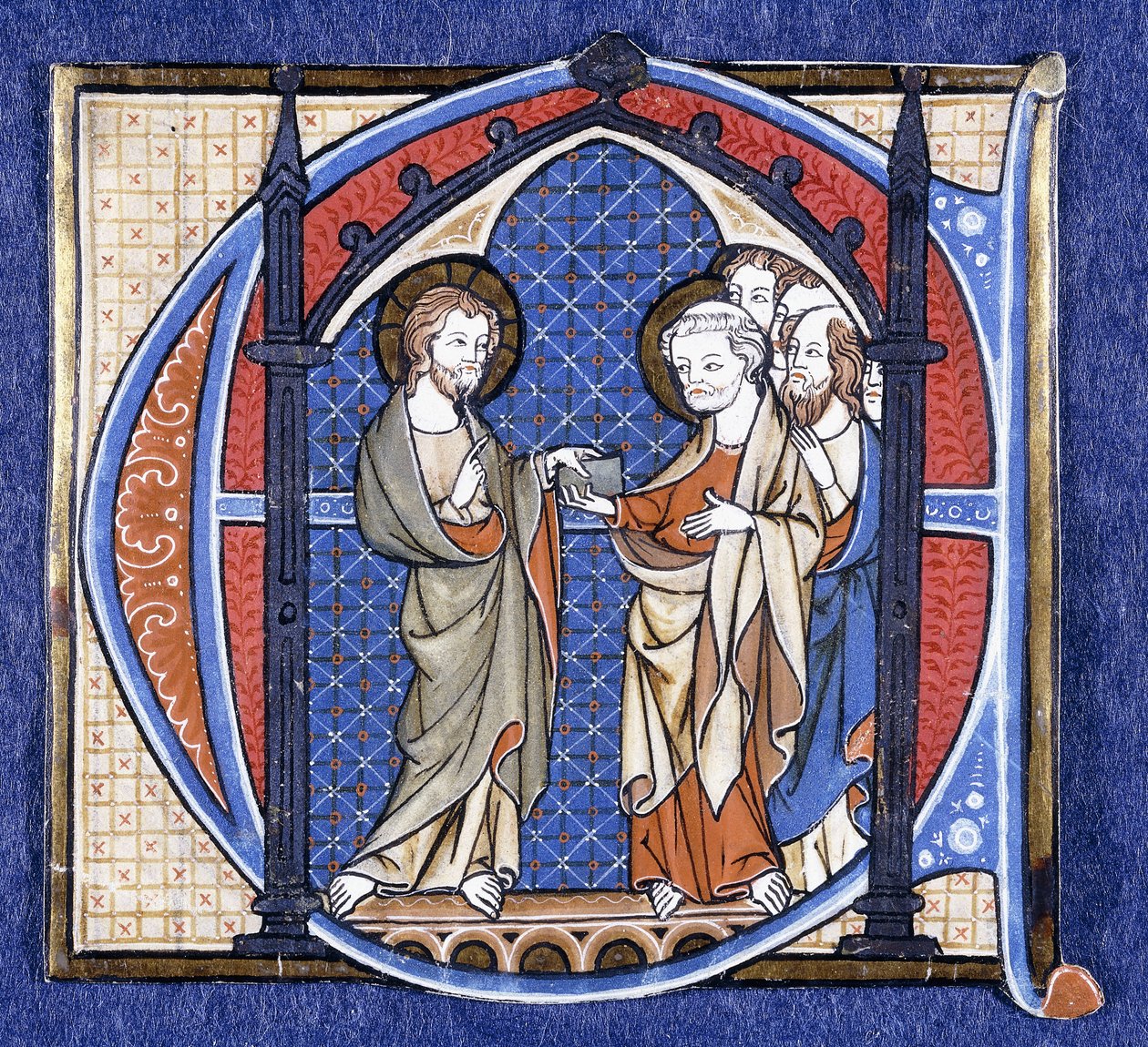 Kristus esittelee lähetystyön Pyhälle Pietarille, noin 1320 tekijältä Johannes von Valkenburg