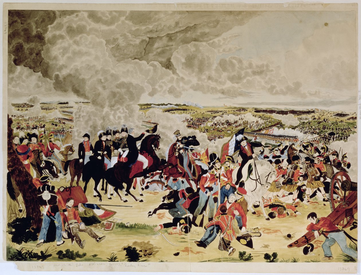 Waterloon taistelu, 18. kesäkuuta 1815, The Sunday Timesista, 21. heinäkuuta 1888 (wc paperilla) tekijältä John Alkinson