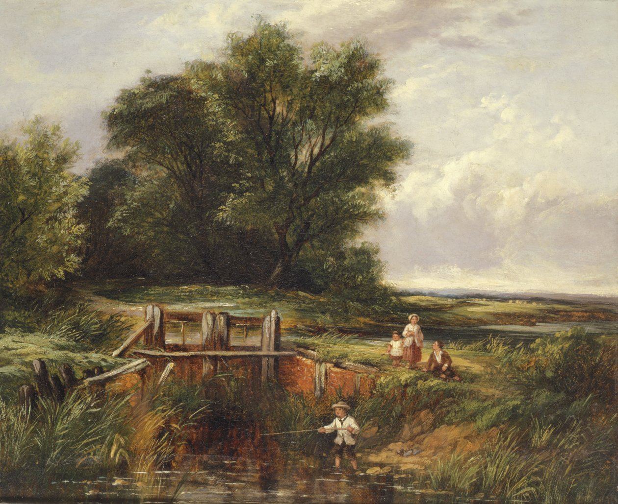 Lapset sulkuportin luona, 1800-luku tekijältä John Anthony Puller