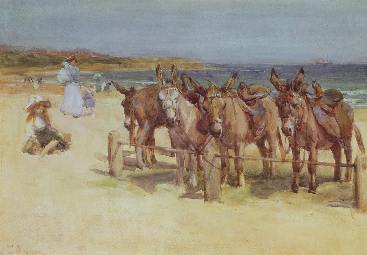 The Longsands, Tynemouth, Northumberland (wc ja vartaloväri paperilla) tekijältä John Atkinson