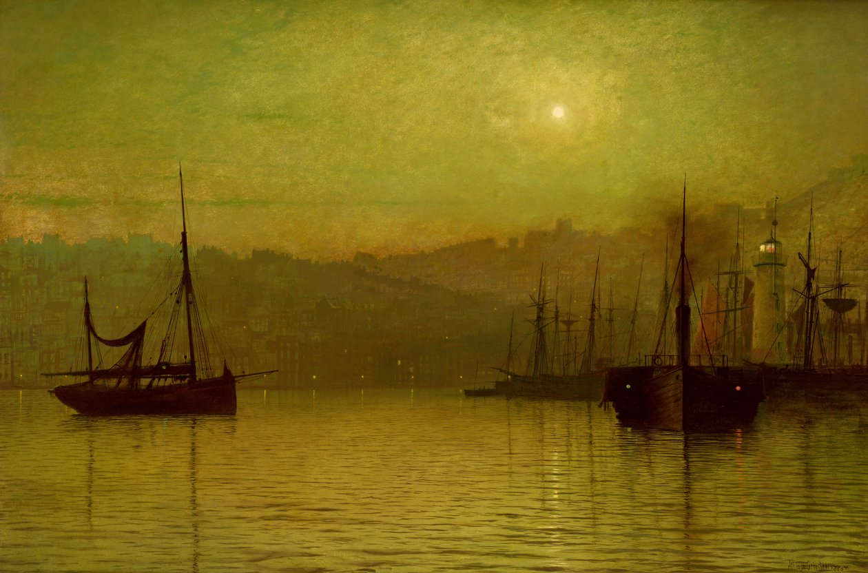 Calm Waters, Scarborough, 1880 tekijältä John Atkinson Grimshaw