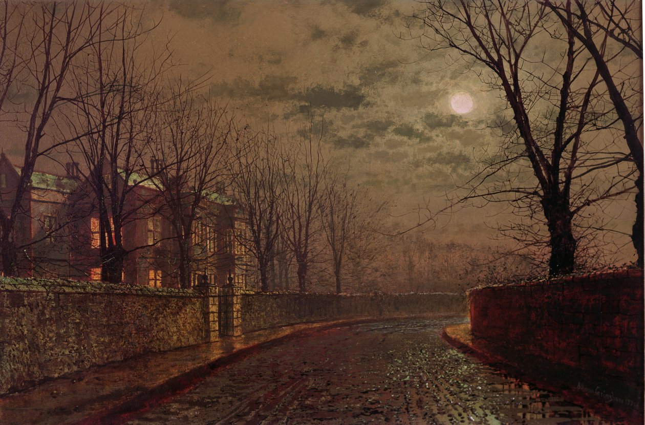 Moonlit Street Scene, 1882 tekijältä John Atkinson Grimshaw