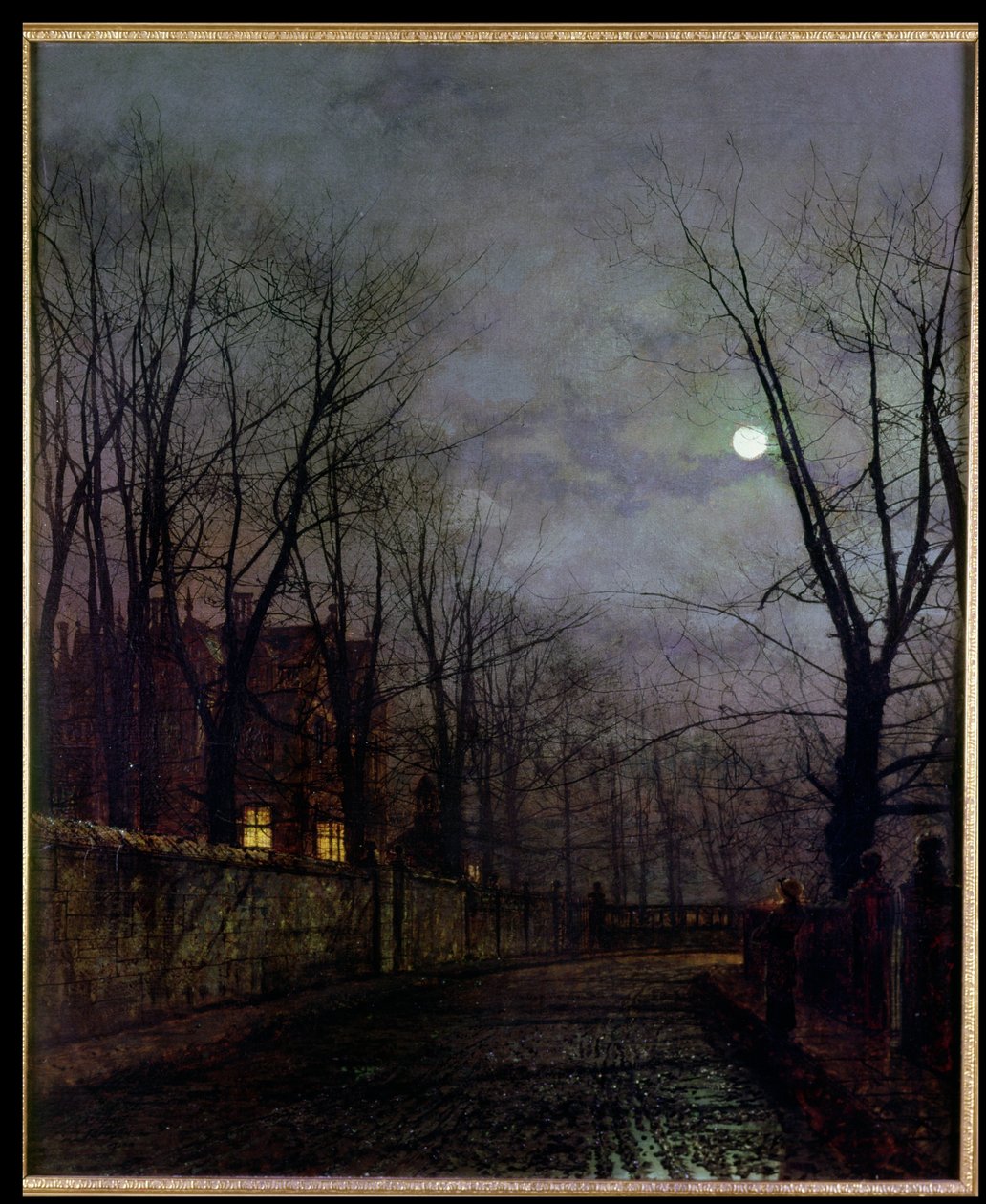 Moonlit Street Scene, 1882 tekijältä John Atkinson Grimshaw