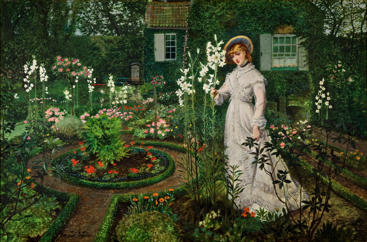 Rehtorin puutarha, Liljojen kuningatar, 1877 tekijältä John Atkinson Grimshaw