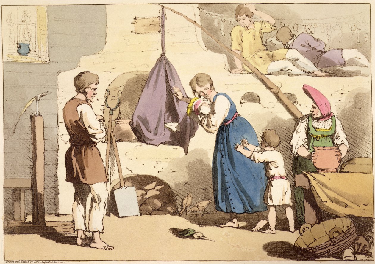 Taiteilijan kaivertama Isba, julkaistu 1803 tekijältä John Augustus Atkinson