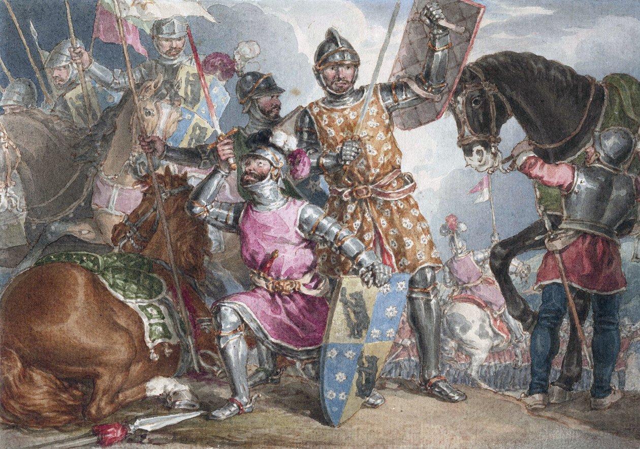 Kuningas Henrik VI, osa III, näytös II, kohtaus III, Warwick, Edward ja Richard Towtonin taistelussa tekijältä John Augustus Atkinson