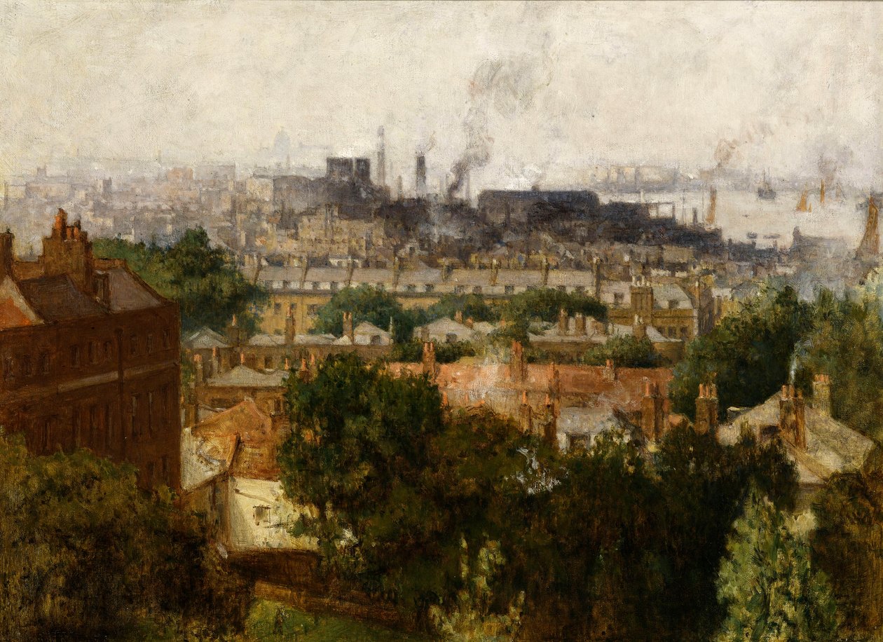 Lontoo ja Thames Greenwichistä, n. 1890 tekijältä John Auldjo