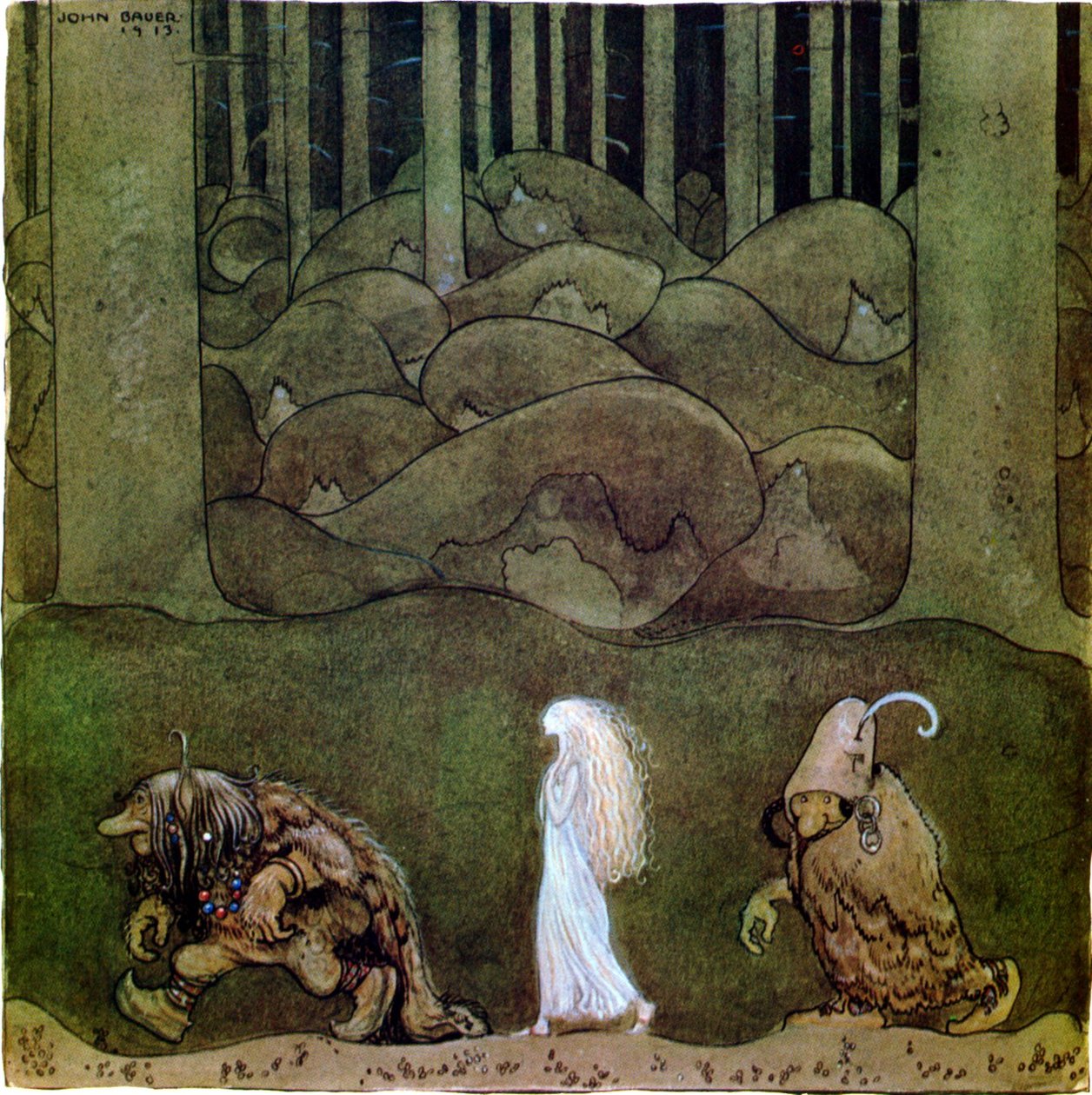 Eräänä kesäiltana he menivät Bianca Marian kanssa syvälle metsään - tekijältä John Bauer