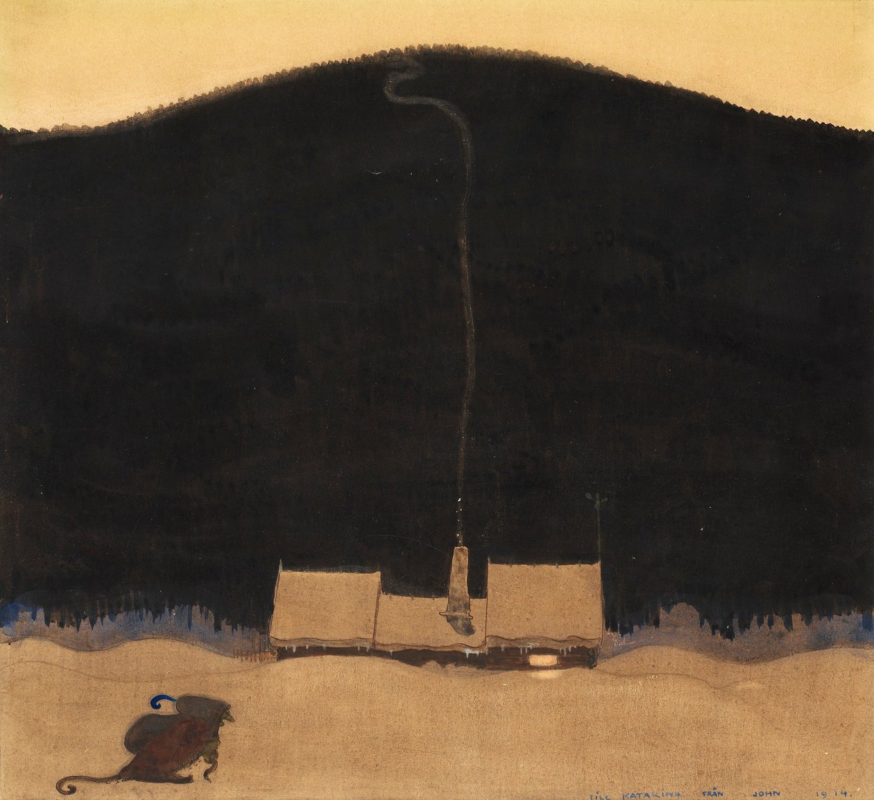 Stugan vid bergets fot Mökki vuoren juurella, tekijältä John Bauer